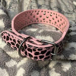 Big Girls Leopard Spike Dog Collar